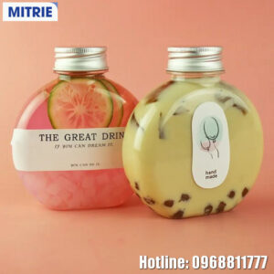 Chai nhựa PET đựng nước trong suốt hình tròn bẹt 300-500ml