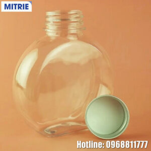 Chai nhựa PET đựng nước trong suốt hình tròn bẹt 300-500ml