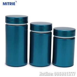 Chai nhựa PET đựng thuốc xi mạ màu xanh dương 100-180ml