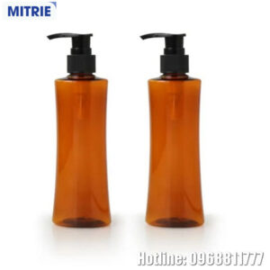 Chai nhựa PET mỹ phẩm màu nâu dạng vòi nhấn