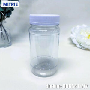 Chai nhựa PET trong suốt đựng thuốc viên nắp vặn 250ml