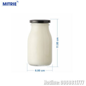 Chai Thủy Tinh Tròn nắp thiếc đen 200ml