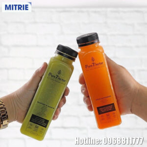 Chai nhựa PET dáng vuông dài đựng trà sữa