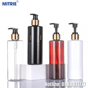 Chai nhựa PET dầu gội vai vuông nắp nhấn 500ml