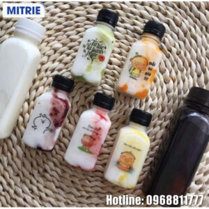 Chai nhựa PET đựng trà sữa dáng vuông 150mm