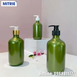 Chai nhựa PET mỹ phẩm 500ml màu xanh thiên nhiên