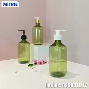 Chai nhựa PET mỹ phẩm 500ml màu xanh thiên nhiên