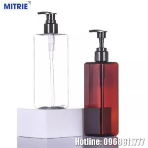 Chai nhựa PET vai vuông nắp bơm giọt 500ml