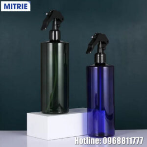 Chai nhựa PET đựng dầu gội vai vuông 500ml nắp xịt