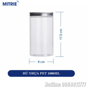 Hũ Nhựa PET Nắp Nhôm Hình Trụ 1000ml