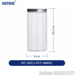 Hũ Nhựa PET Nắp Nhôm Hình Trụ 1300ml