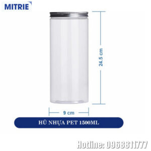 Hũ Nhựa PET Nắp Nhôm Hình Trụ 1500ml