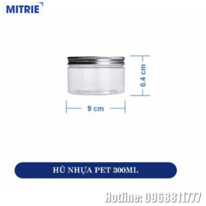 Hũ Nhựa PET Nắp Nhôm Hình Trụ 300ml