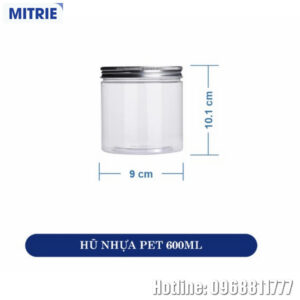 Hũ Nhựa PET Nắp Nhôm Hình Trụ 600ml
