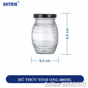 Hũ Thủy Tinh Trong Suốt Dáng Ong 200ml