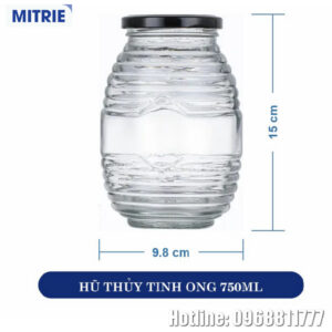 Hũ Thủy Tinh Trong Suốt Dáng Ong 750ml