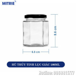 Hũ Thủy Tinh Lục Giác Trong Suốt 180ml
