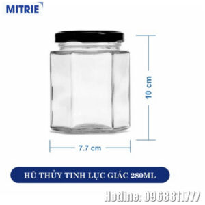 Hũ Thủy Tinh Lục Giác Trong Suốt 280ml