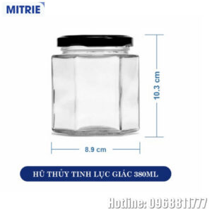 Hũ Thủy Tinh Lục Giác Trong Suốt 380ml