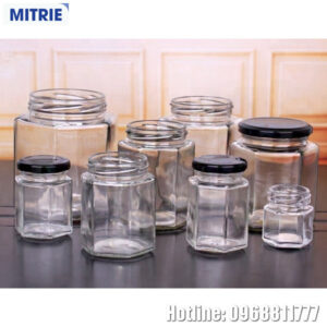 Hũ Thủy Tinh Lục Giác Trong Suốt 380ml