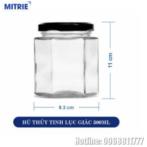 Hũ Thủy Tinh Lục Giác Trong Suốt 500ml