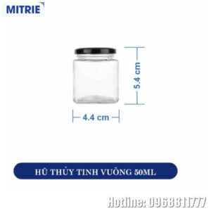Hũ Thủy Tinh Trong Suốt Dáng Vuông 50ml