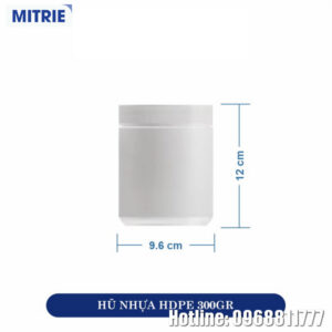 Hũ nhựa HDPE màu trắng 300g nắp vặn
