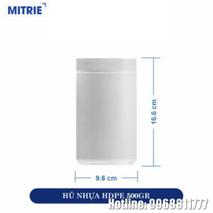 Hũ nhựa HDPE màu trắng 500g nắp vặn