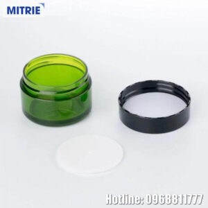 Hũ nhựa PET đựng mỹ phẩm màu xanh lá, màu nâu