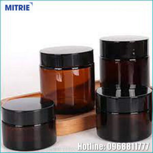 Hũ nhựa PET đựng mỹ phẩm màu xanh lá, màu nâu