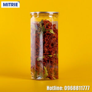 Hũ nhựa PET hình đa giác nắp nhôm xé 900ml