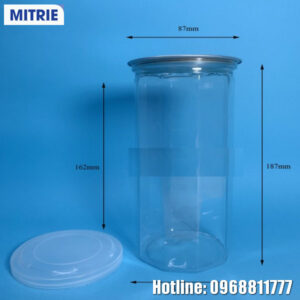 Hũ nhựa PET hình đa giác nắp nhôm xé 900ml