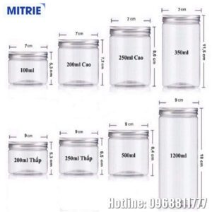 Hũ nhựa PET nắp nhôm vàng 350ml