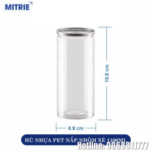 Hũ nhựa PET nắp nhôm xé 1100ml đựng thực phẩm khô