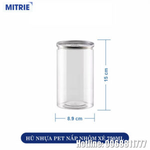 Hũ nhựa PET nguyên sinh nắp nhôm xé 750ml