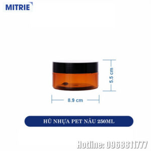 Hũ nhựa PET nâu 250ml bảo quản thực phẩm