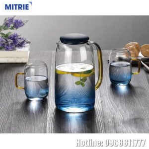 Bình thủy tinh xanh ngọc 1,5L và 4 ly uống nước 280ML