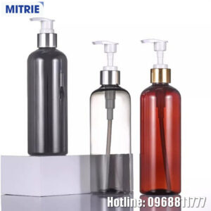 Chai nhựa PET 300ml trụ tròn dài nắp mạ sang trọng