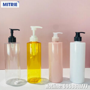 chai nhựa PET dáng trụ 500ml vòi nhấn