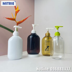 chai nhựa PET đựng sữa tắm dáng dẹt 500ml