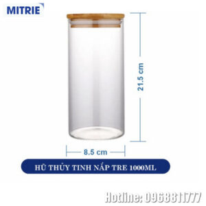 Lọ Thủy Tinh Nắp Gỗ Tre 1000ml
