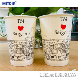Ly cốc giấy in sẵn thiết kế 16oz